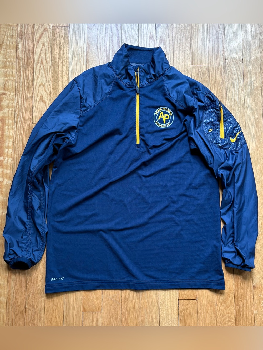 Green Bay Packers Acme Nike Dri-Fit Onfield Men’s 1/4 Zip Pullover Medium Blue